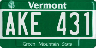VT license plate AKE431