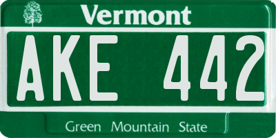 VT license plate AKE442