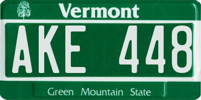 VT license plate AKE448