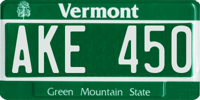 VT license plate AKE450