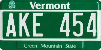 VT license plate AKE454