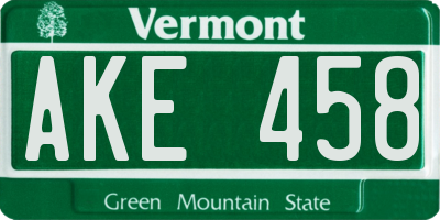 VT license plate AKE458