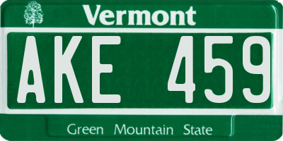 VT license plate AKE459
