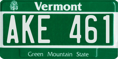 VT license plate AKE461