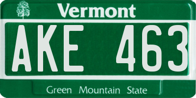 VT license plate AKE463