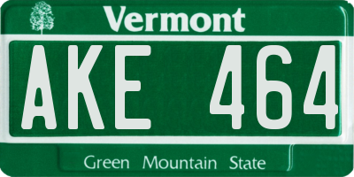 VT license plate AKE464