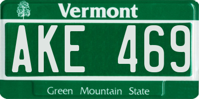 VT license plate AKE469