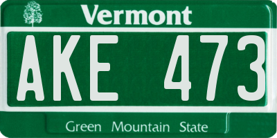 VT license plate AKE473