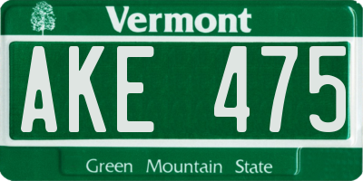 VT license plate AKE475