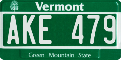 VT license plate AKE479