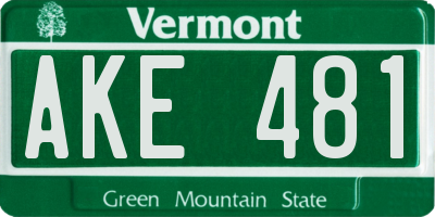 VT license plate AKE481