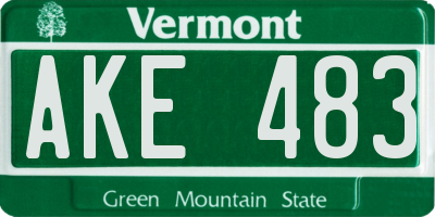 VT license plate AKE483