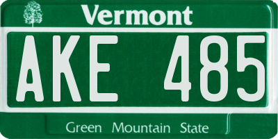 VT license plate AKE485