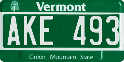 VT license plate AKE493