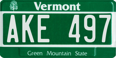 VT license plate AKE497