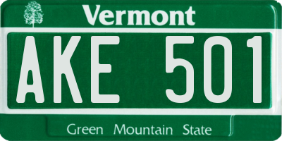 VT license plate AKE501