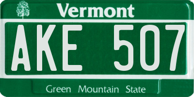 VT license plate AKE507