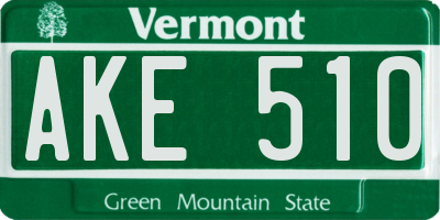 VT license plate AKE510
