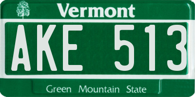VT license plate AKE513