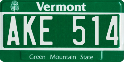 VT license plate AKE514