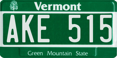 VT license plate AKE515