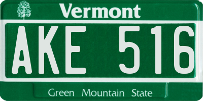 VT license plate AKE516
