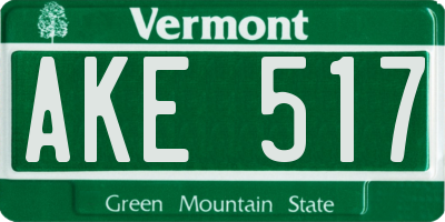 VT license plate AKE517