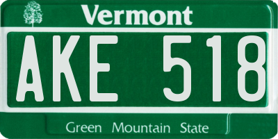 VT license plate AKE518