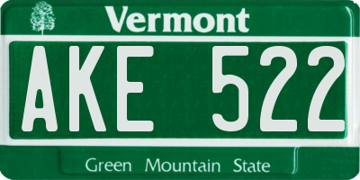 VT license plate AKE522