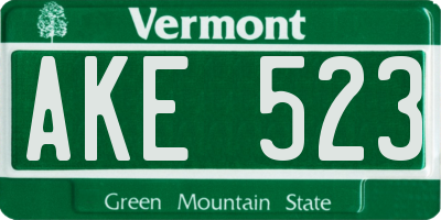 VT license plate AKE523
