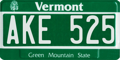 VT license plate AKE525