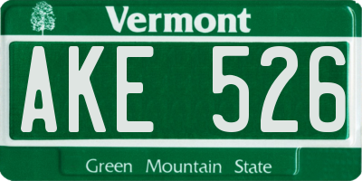 VT license plate AKE526
