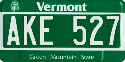 VT license plate AKE527