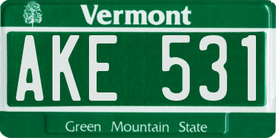 VT license plate AKE531