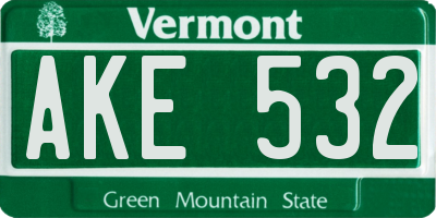 VT license plate AKE532