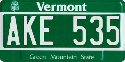 VT license plate AKE535