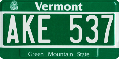 VT license plate AKE537