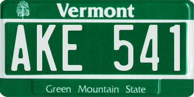 VT license plate AKE541