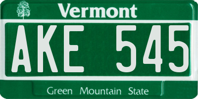 VT license plate AKE545