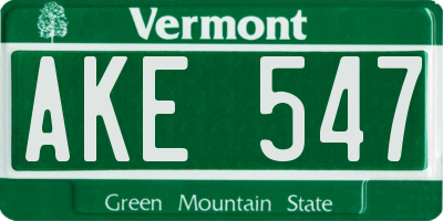 VT license plate AKE547