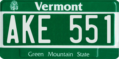 VT license plate AKE551
