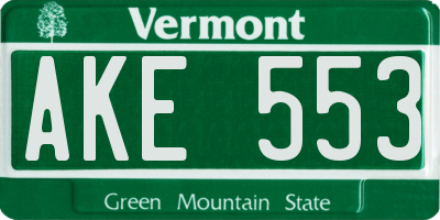 VT license plate AKE553