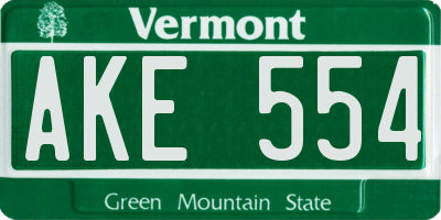 VT license plate AKE554