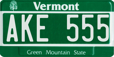VT license plate AKE555