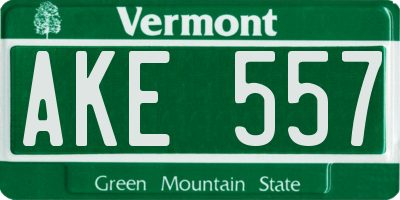 VT license plate AKE557