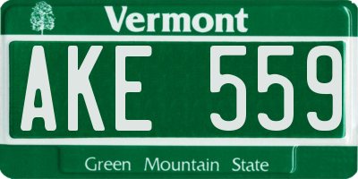 VT license plate AKE559
