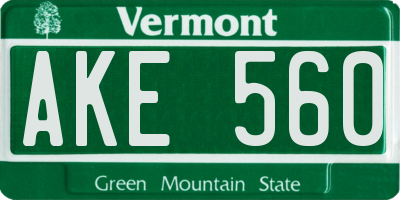 VT license plate AKE560
