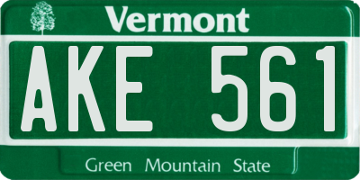 VT license plate AKE561