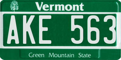 VT license plate AKE563