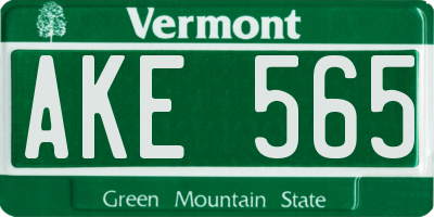 VT license plate AKE565